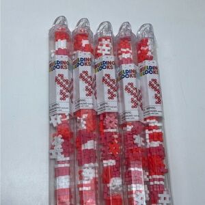 5 pack Interlocking Blocks 72 Pieces Red White Pink Plastic Toy